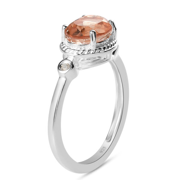 Morganit Triplett Quarz und Zirkon Ring 925 Silber  ca. 1,50 ct image number 4