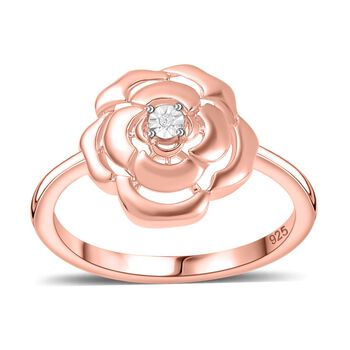 Wei&szlig;er Diamant Rosendesign-Ring, 925 Silber 750 Ros&eacute;gold Vermei (Gr&ouml;&szlig;e 19.00)