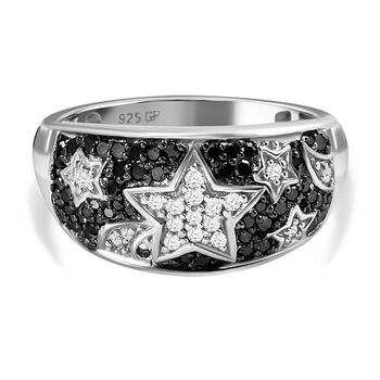 GP Kollektion - Wei&szlig;er und schwarzer Diamant Ring, 925 Silber platiniert (Gr&ouml;&szlig;e 16.00) ca. 0.50 ct