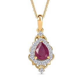 Afrikanischer Rubin und Zirkon Anhänger mit  45cm Kette - 2 ct.