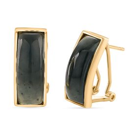 Natürlicher Olmek Jadeit Ohrringe 925 Silber vergoldet ca. 4,50 ct.