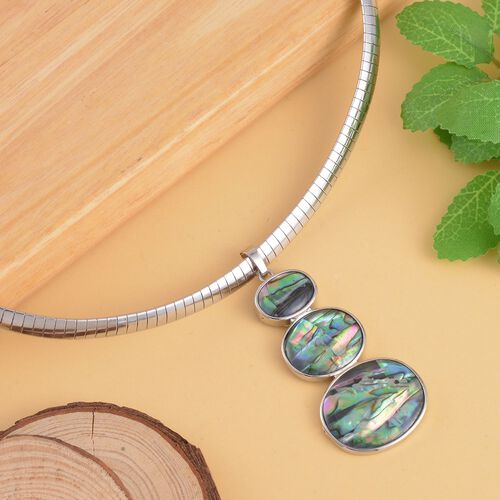 Abalone Muschel Anhänger mit Kette, Edelstahl ca. 15.00 ct image number 1