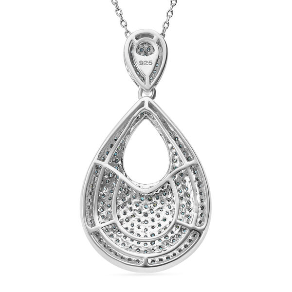 Blauer Diamant P Anh&auml;nger 925 Silber platiniert ca. 1,00 ct. image number 4