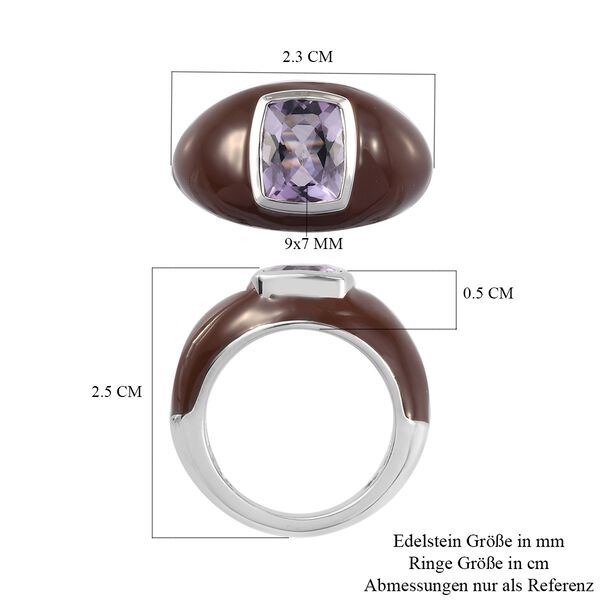 Rosa Amethyst und Emailliert Solitär Ring 925 Silber Platin-Überzug image number 7