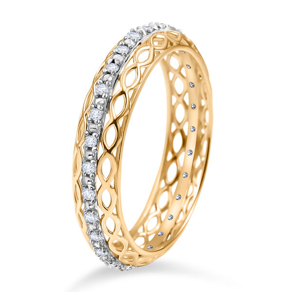 D'Joy Wei&szlig;er Diamant Ring 925 Silber 750 Gelbgold Vermeil (Gr&ouml;&szlig;e 17.00) ca. 0,15 ct image number 4