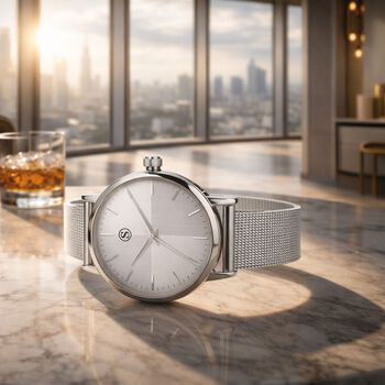 STRADA Armbanduhr, zweifarbiges Sonnenschliff Zifferblatt, Silberfarben, 316L Edelstahl Mesharmband