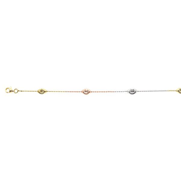 925 Silber Tricolor Armband ca. 18 cm mit 2.5 cm extender, ca. 2,24 g