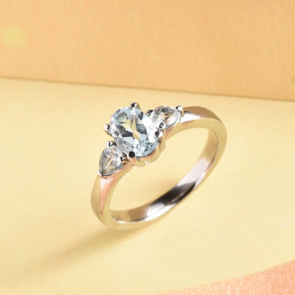 Himmelblauer Topas Ring, Edelstahl (Gr&ouml;&szlig;e 16.00) ca. 1,28 ct image number 2