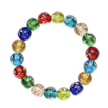 2er Set - Murano-Glasperlen Design, flexibles Armband und Ohrringe, Reiner Edelstahl, Mehrfarbig