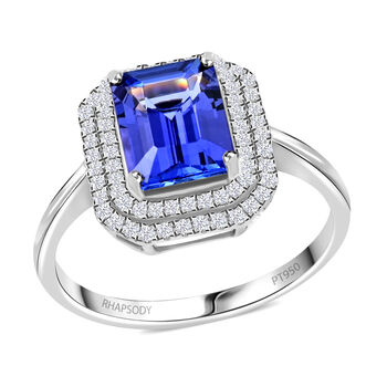 AAAA Tansanit, Wei&szlig;er Diamant Ring 950 Platin (Gr&ouml;&szlig;e 17.00) ca. 3,00 ct