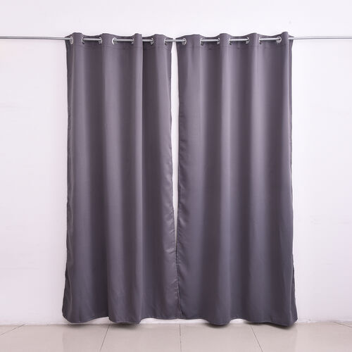 2 Stück Set - Verdunkelungsvorhänge mit Metallösen (Größe 140x240cm/Vorhang) - Hellgrau image number 0