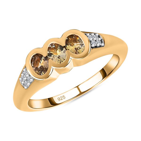 AA natürlicher, goldener Tansanit und Zirkon Ring - 0,50 ct. image number 4