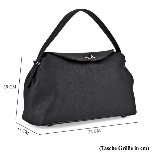 "Genuine Leather crossbody bag Color:Black Size:32*19*11cm        Wall: Genuine Leather Lining: Polyester Exterior:lock-1 Interior: zipped-1,slid-1" image number 6