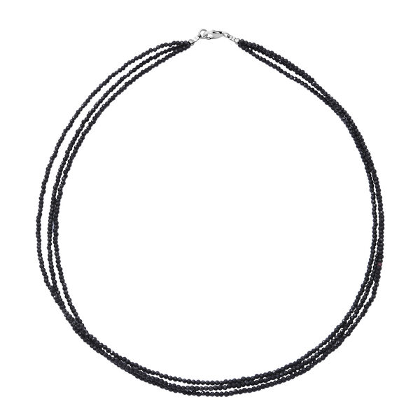 Schwarzer Spinell Halskette, ca. 45 cm, 925 Silber, ca. 45.00 ct