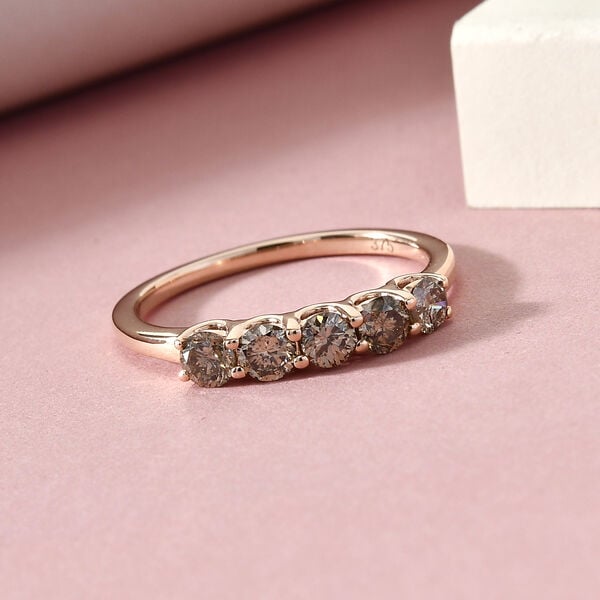 Natürlicher Champagner Diamant Ring, 375 Roségold ca. 0,50 ct image number 2