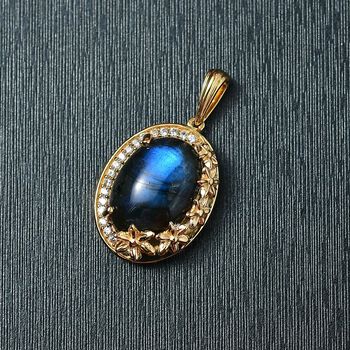 EverTrue AAA Labradorit und Zirkon Anh&auml;nger - 7,32 ct.