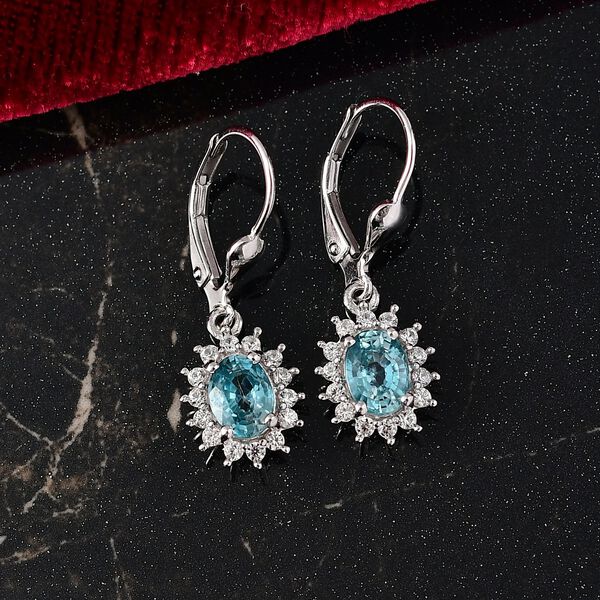 D'Joy blaue und wei&szlig;e Zirkon Ohrringe - 3,15 ct. image number 2