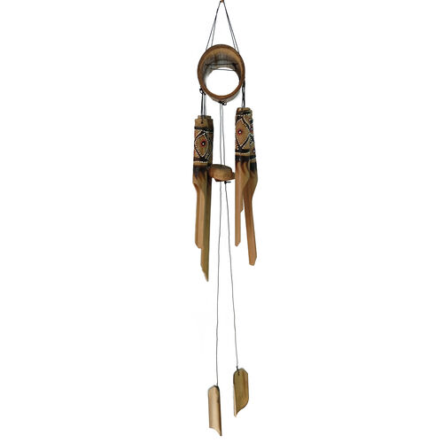 Bambus-Windspiel mit Kreuz-Muster image number 1