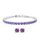 Lila Zirkonia-Ohrstecker mit Armband, reines Messing ca. 21,00 ct image number 0