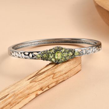 Peridot Armreif ca. 19 cm 316L Edelstahl ca. 3.59 ct