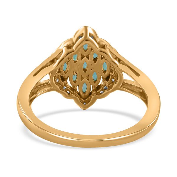 AAA Kagem Sambischer Smaragd, Wei&szlig;er Zirkon Ring, 925 Silber Gelbgold Vermeil, (Gr&ouml;&szlig;e 19.00) ca. 0.85 ct image number 3