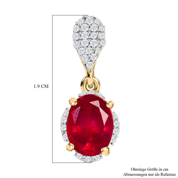 Afrikanische Rubin und wei&szlig;e Zirkon-Ohrringe, 925 Silber vergoldet ca. 3,84 ct image number 7