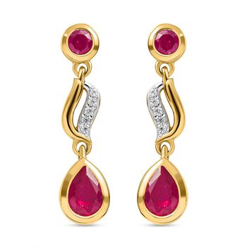 Afrikanische Rubin und Zirkon-Ohrringe, 925 Silber vergoldet ca. 2,80 ct