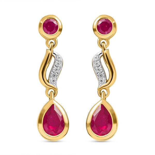 Afrikanische Rubin und Zirkon-Ohrh&auml;nger in Silber