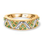 Gemfields Kagem Sambischer Smaragd Ring 925 Silber 750 Gelb Vergoldet (Größe 17.00) ca. 0.58 ct