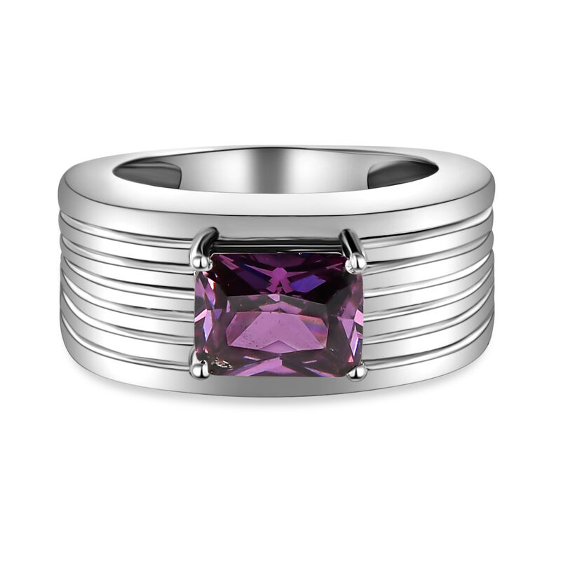 Amethyst farbener Zirkonia Ring, Edelstahl  ca. 2,56 ct image number 0