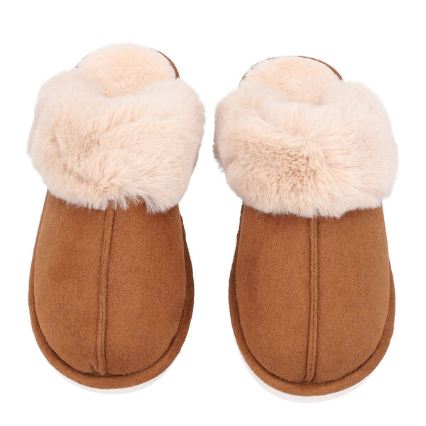 Superweiche Wildleder Kunstfell Hausschuhe, Gr&ouml;&szlig;e 36-37, Hellbraun