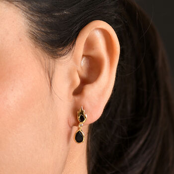 EverTrue AA schwarze Glasachat und Zirkon Ohrringe - 3,66 ct.