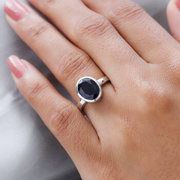 Masoala Saphir (Fissure gef&uuml;llt)-Ring, 925 Silber platiniert (Gr&ouml;&szlig;e 20.00) ca. 4.98 ct