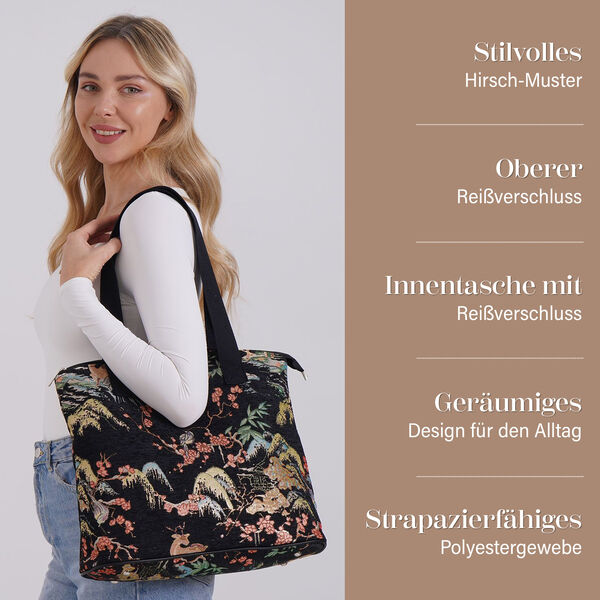 Vielseitige Tragetasche mit Hirsch-Muster, 38x13x33cm image number 3