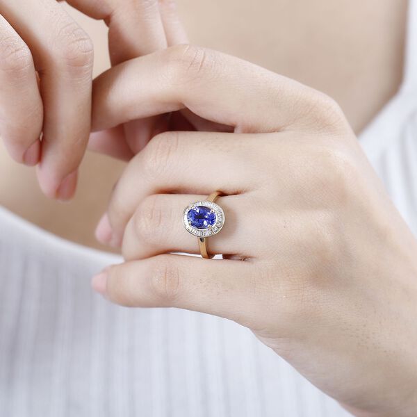 AAA Tansanit und Diamant Ring in 585 Gold - 1,88 ct. image number 10