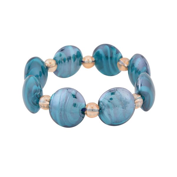 Champagner Kristall, Blaues Murano-Stil Glas Armband, Flexibel