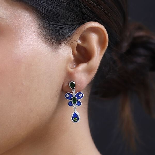 Nat&uuml;rlicher Chromdiopsid Ohrringe, 925 Silber platiniert ca. 2.22 ct image number 3