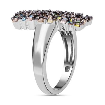 Mehrfarbiger Diamant-Ring, 925 Silber platiniert (Gr&ouml;&szlig;e 21.00) ca. 0.50 ct