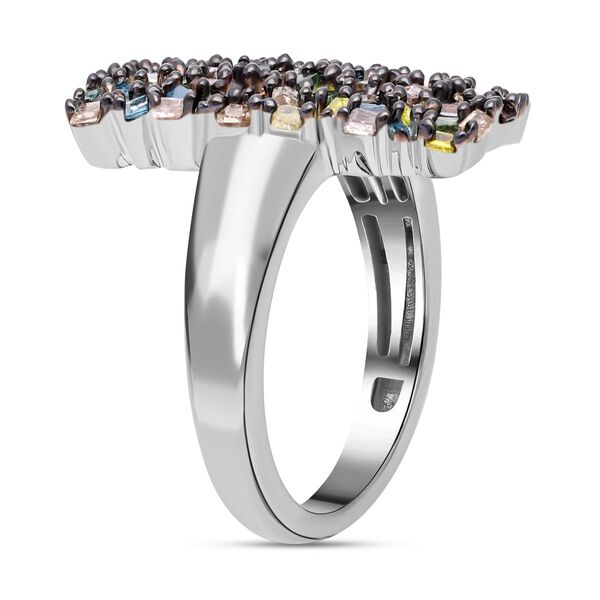 Mehrfarbiger Diamant-Ring, 925 Silber platiniert (Größe 21.00) ca. 0.50 ct image number 4