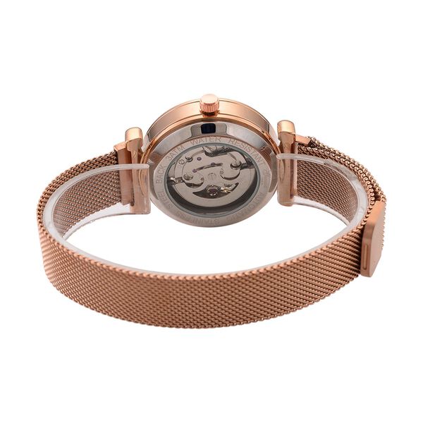 GENOA TIME V2 Automatik-Mechanische Uhr, wei&szlig;es Sonnenschliff-Zifferblatt, Wasserdicht, Ros&eacute;farben image number 6