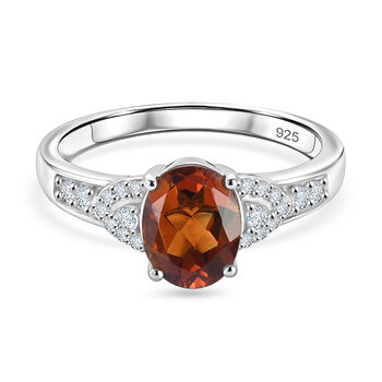 Madeira Citrin und Zirkon Solit&auml;r-Ring, 925 Silber platiniert (Gr&ouml;&szlig;e 16.00) ca. 0,85 ct