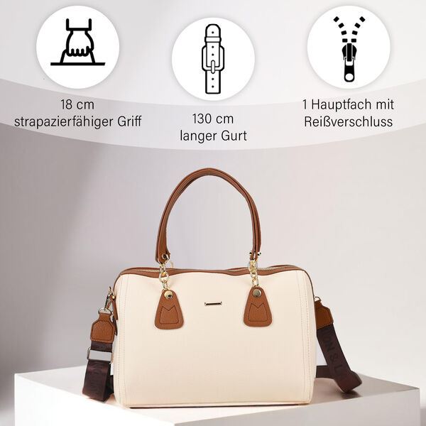 SATCHEL Moderne Handtasche mit Crossbody Gurt, 34x11x22 cm, weiß image number 2