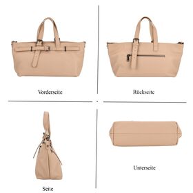 Echtleder-Crossbody-Bag im Trapez-Design, 32x12x19 cm, Hellkhaki