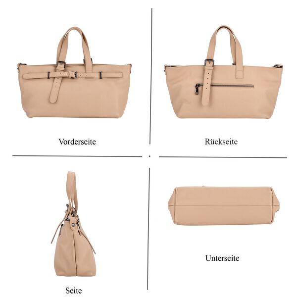 Echtleder-Crossbody-Bag im Trapez-Design, 32x12x19 cm, Hellkhaki image number 2