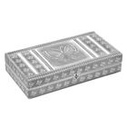 Handgefertigte Schmuckschatulle mit Schmetterlingsmotiv, oxidiertes Design, mit Spiegel und Fächern, ca. 38 x 20 x 7,6 cm, Silberfarben