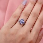 AA Tansanit Cluster Ring 925 Silber Platin-Überzug image number 2