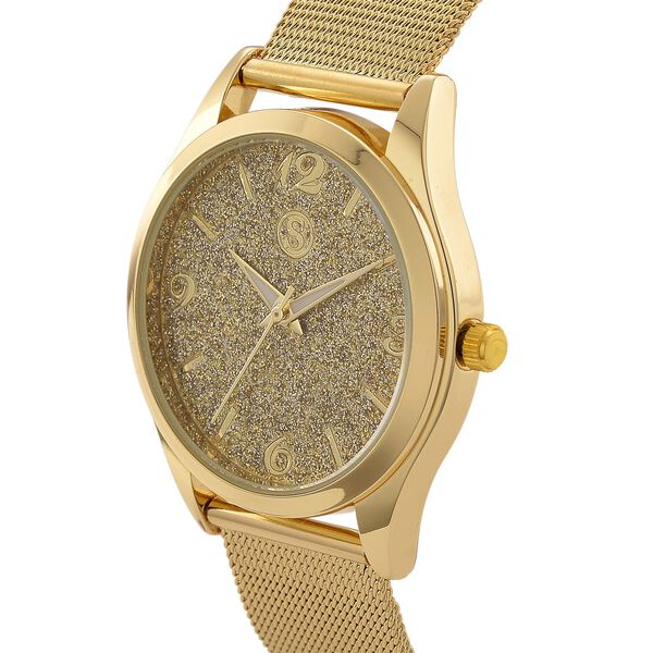 STRADA Stardust Zifferblattuhr mit japanischem Uhrwerk und Gelbfarbenem 316L Edelstahl -Mesh-Armband image number 3