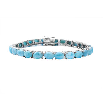 Larimar-Armband, ca. 20 cm, 925 Silber platiniert ca. 25,76 ct