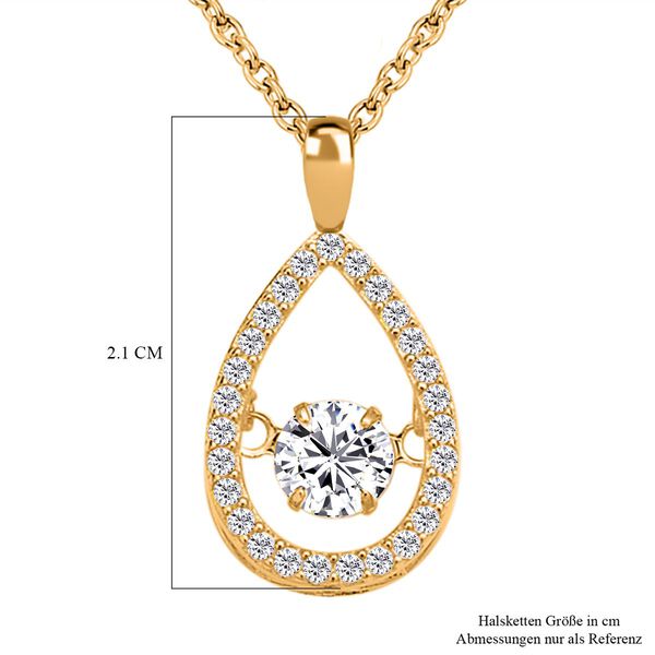 Wei&szlig;er Zirkonia-Anh&auml;nger mit Edelstahl-Kette, 925 Silber vergoldet ca. 1,05 ct image number 6