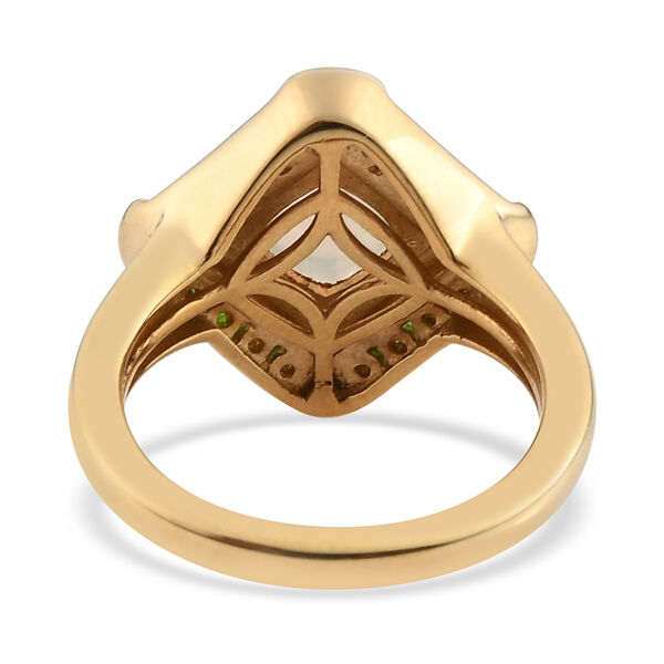 Natürlicher Äthiopischer Opal und Natürlicher Chromdiopsid Ring 925 Silber vergoldet  ca. 1,15 ct image number 6